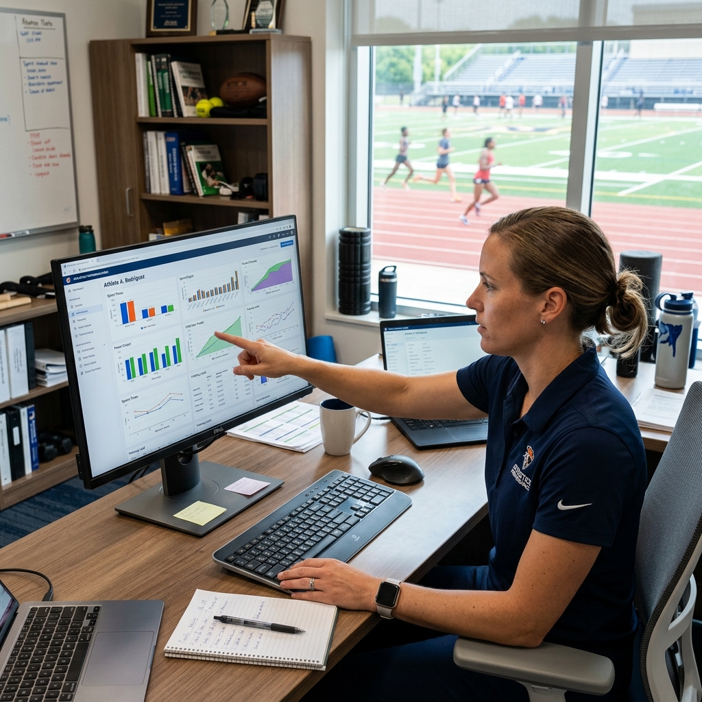 Real-time athlete monitoring dashboard with status indicators and alerts