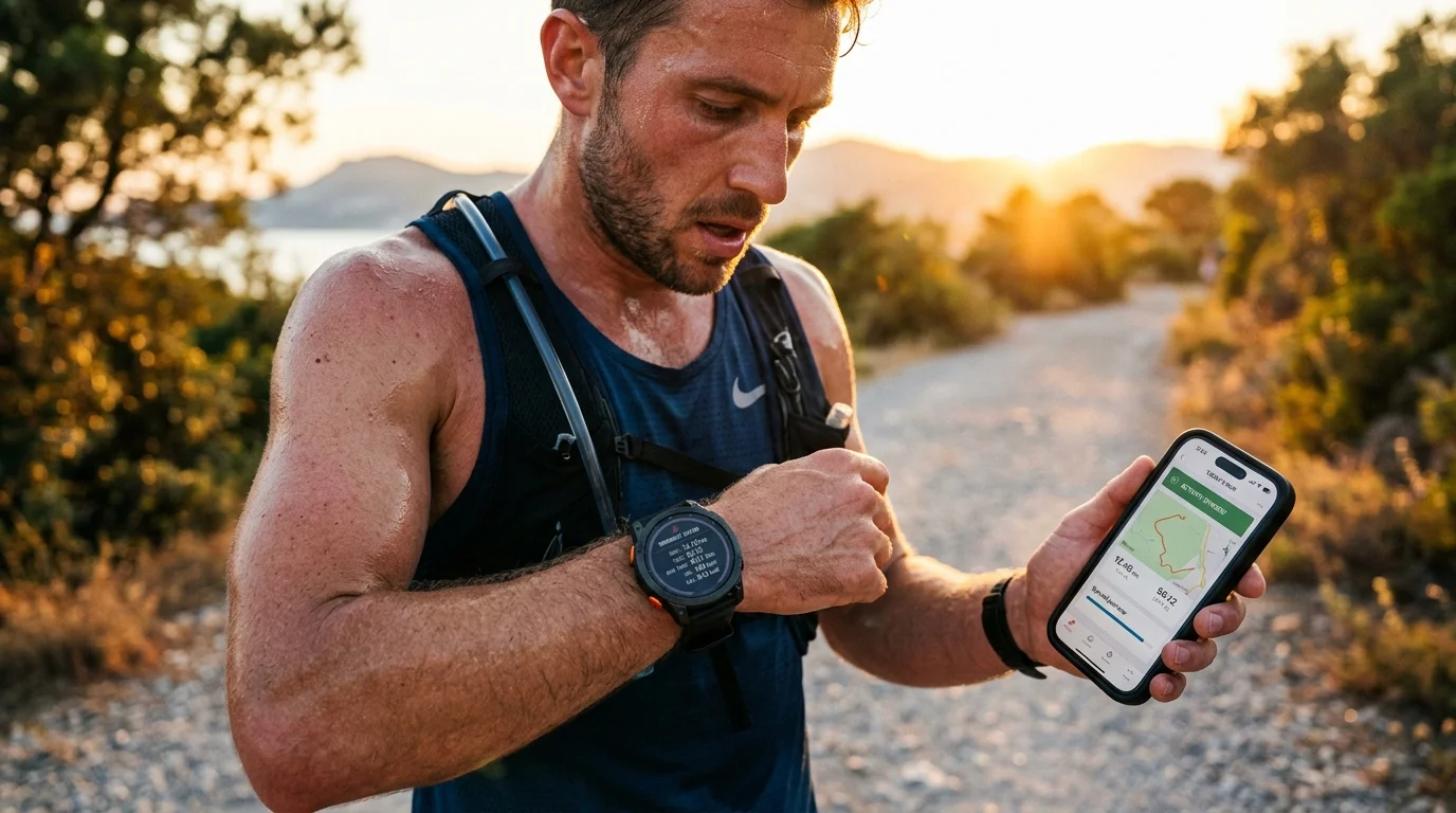 Sports watch syncing a workout with the MyAlbatross platform